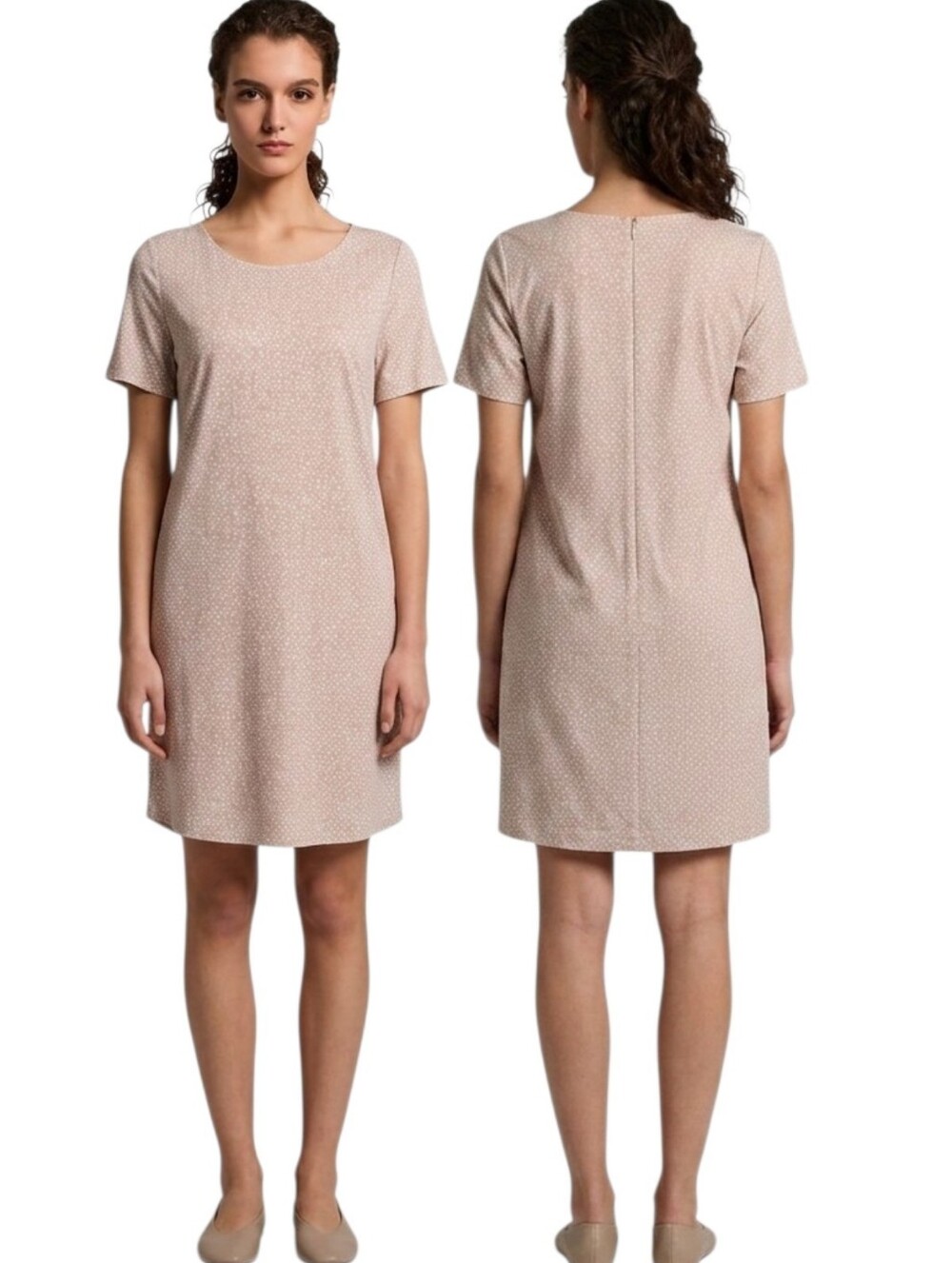 PESERICO Beige & White Polka-dot Sheath Dress - Size 6